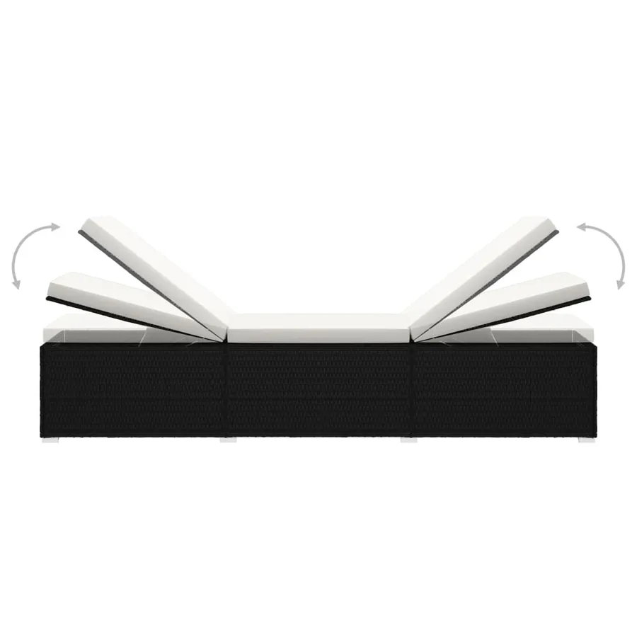 Chaises longues de jardin table à thé 3 pcs Résine tressée Noir - 6