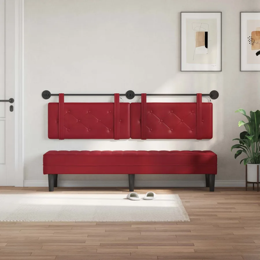 Tête de lit suspendue Avec lumière LED Bordeaux Simili cuir - 3