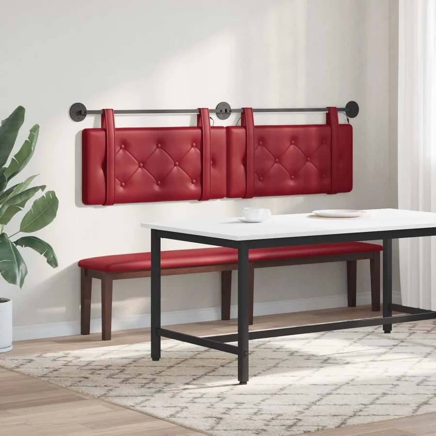 Tête de lit suspendue Avec lumière LED Bordeaux Simili cuir - 4