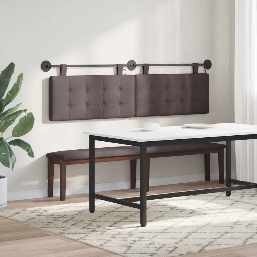 Tête de lit suspendue Avec lumière LED Marron foncé Tissu - 4