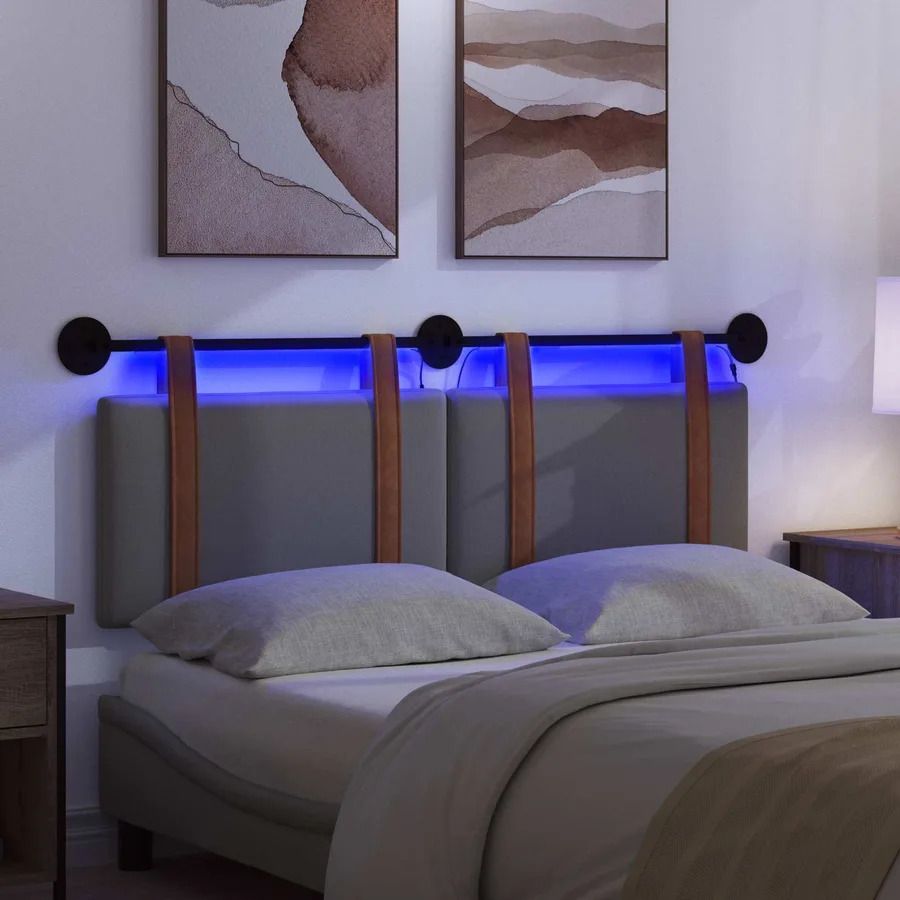 Tête de lit suspendue Avec lumière LED Gris foncé PU antique - 5