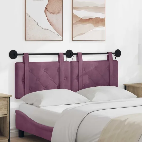 Tête de lit suspendue Avec lumière LED Pourpre Velours