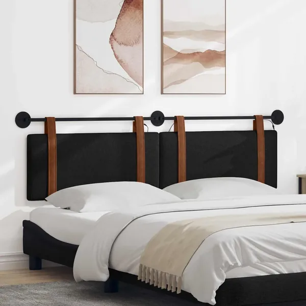 Tête de lit suspendue Avec lumière LED Noir PU antique
