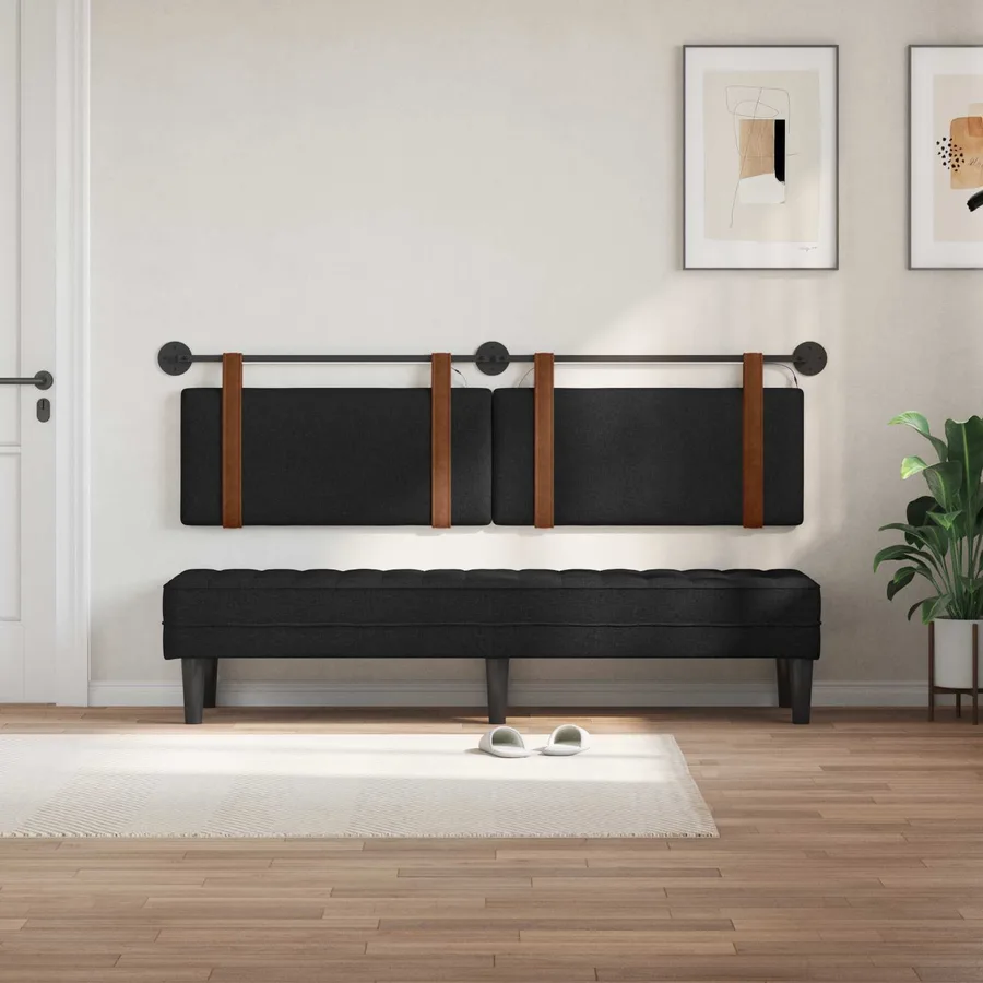 Tête de lit suspendue Avec lumière LED Noir PU antique - 3