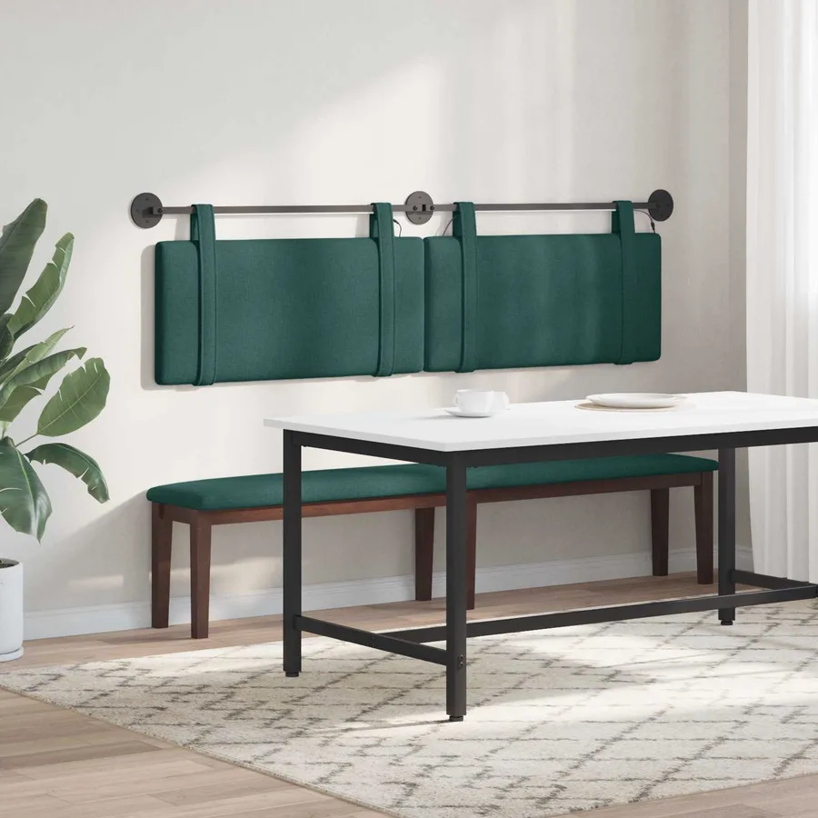 Tête de lit suspendue Avec lumière LED Vert foncé Tissu - 4