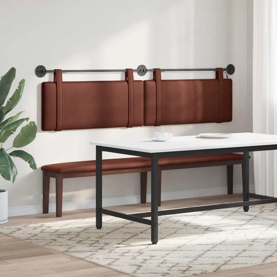 Tête de lit suspendue Avec lumière LED Brun Brillant PU antique - 4