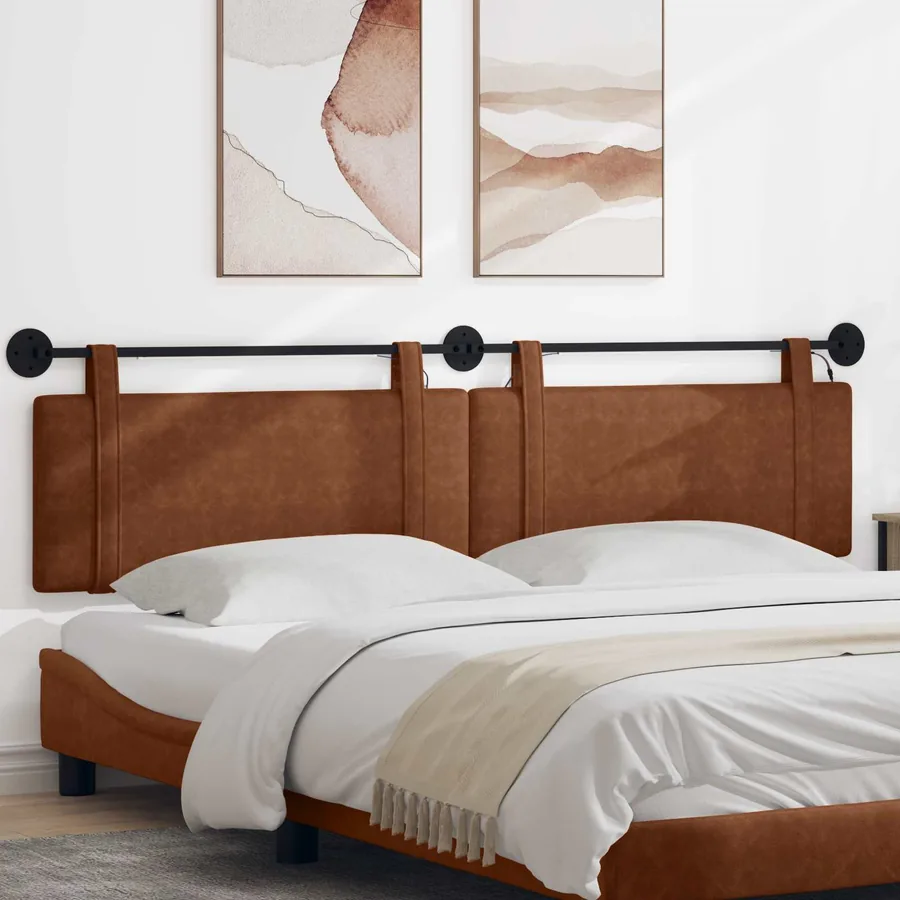 Tête de lit suspendue Avec lumière LED Marron PU antique