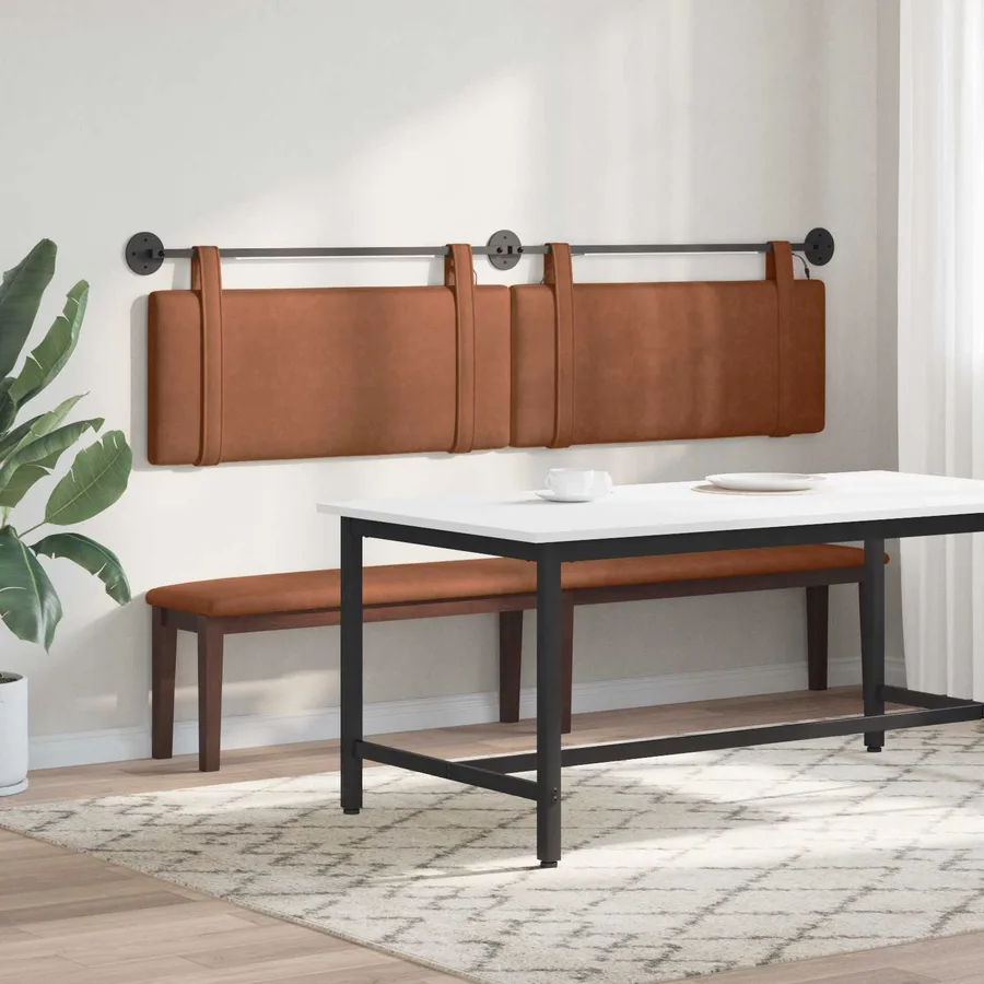 Tête de lit suspendue Avec lumière LED Marron PU antique - 4