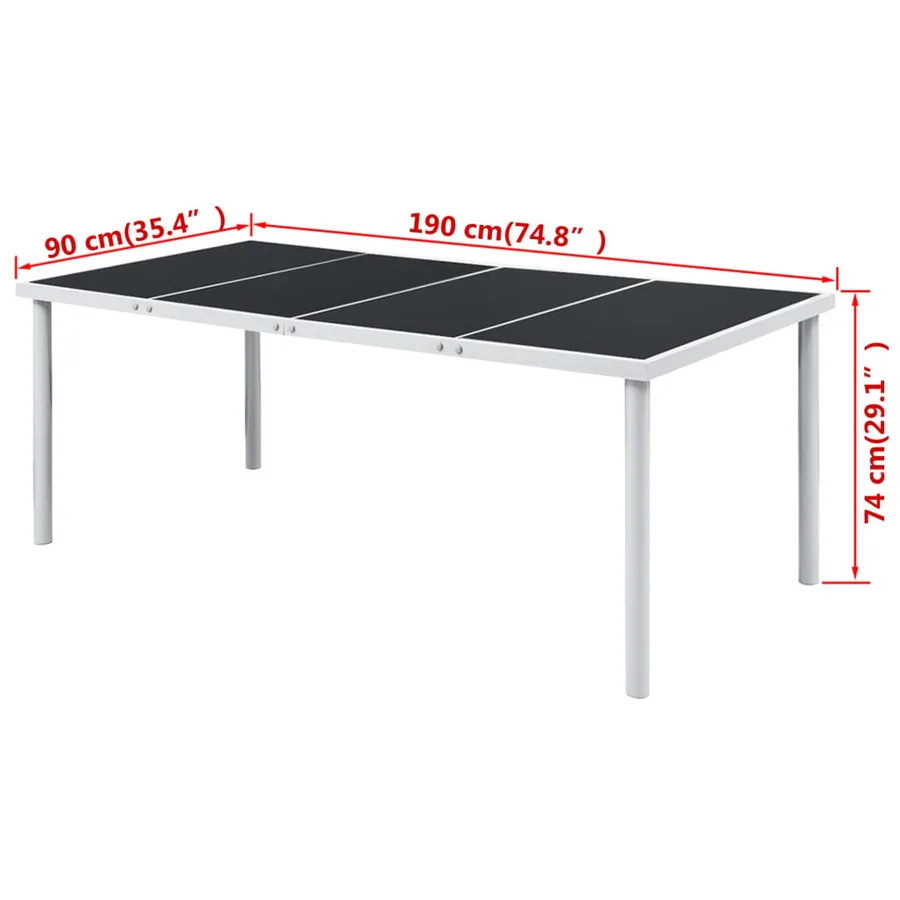 Table de jardin 190x90x74 cm Noir Acier - 3