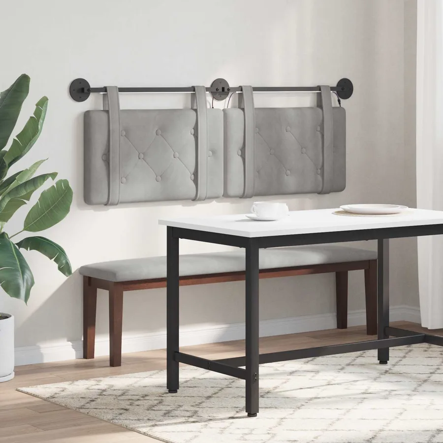 Tête de lit suspendue Avec lumière LED Gris clair Velours - 4