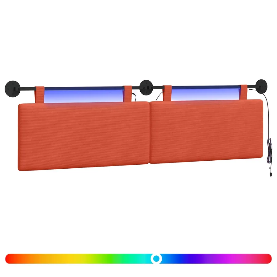 Tête de lit suspendue Rouge orange Tissu en velours côtelé - 2