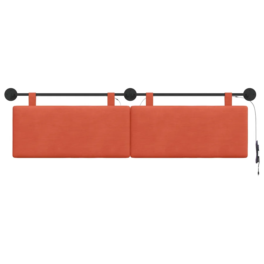 Tête de lit suspendue Rouge orange Tissu en velours côtelé - 6