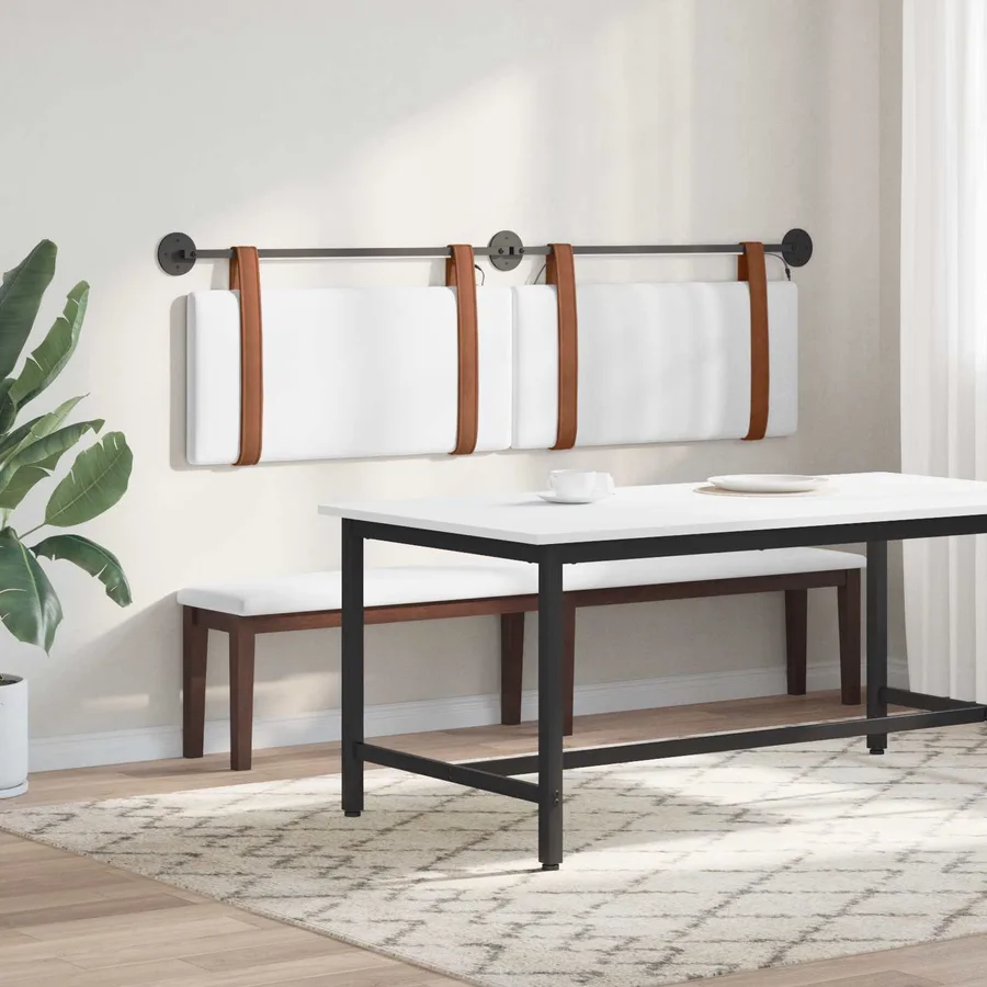 Tête de lit suspendue Avec lumière LED Blanc PU antique - 4