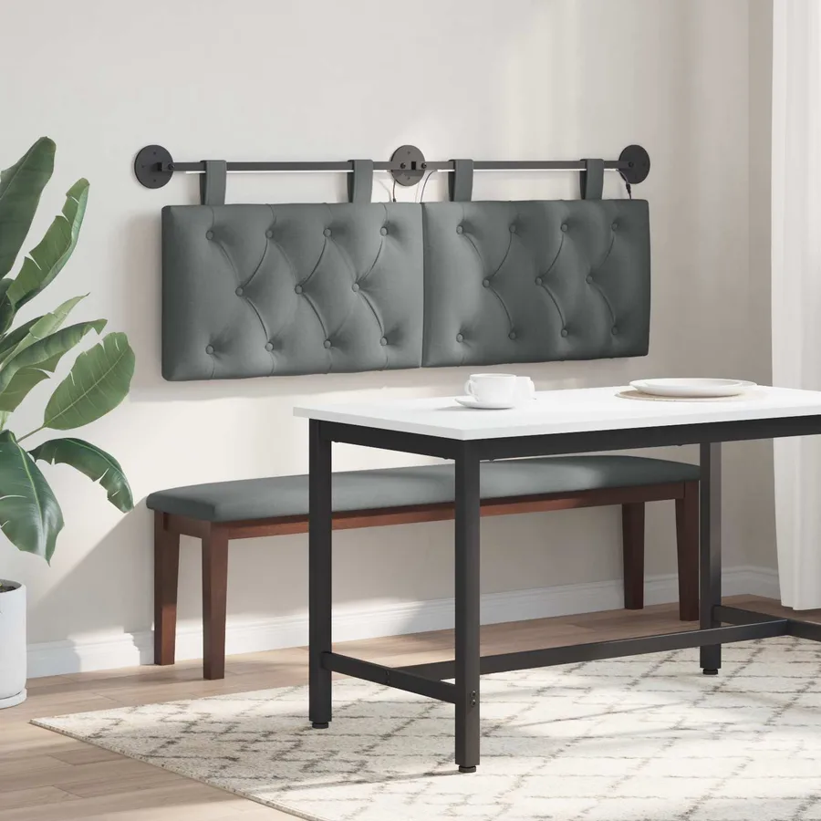 Tête de lit suspendue Avec lumière LED Gris foncé Tissu - 4