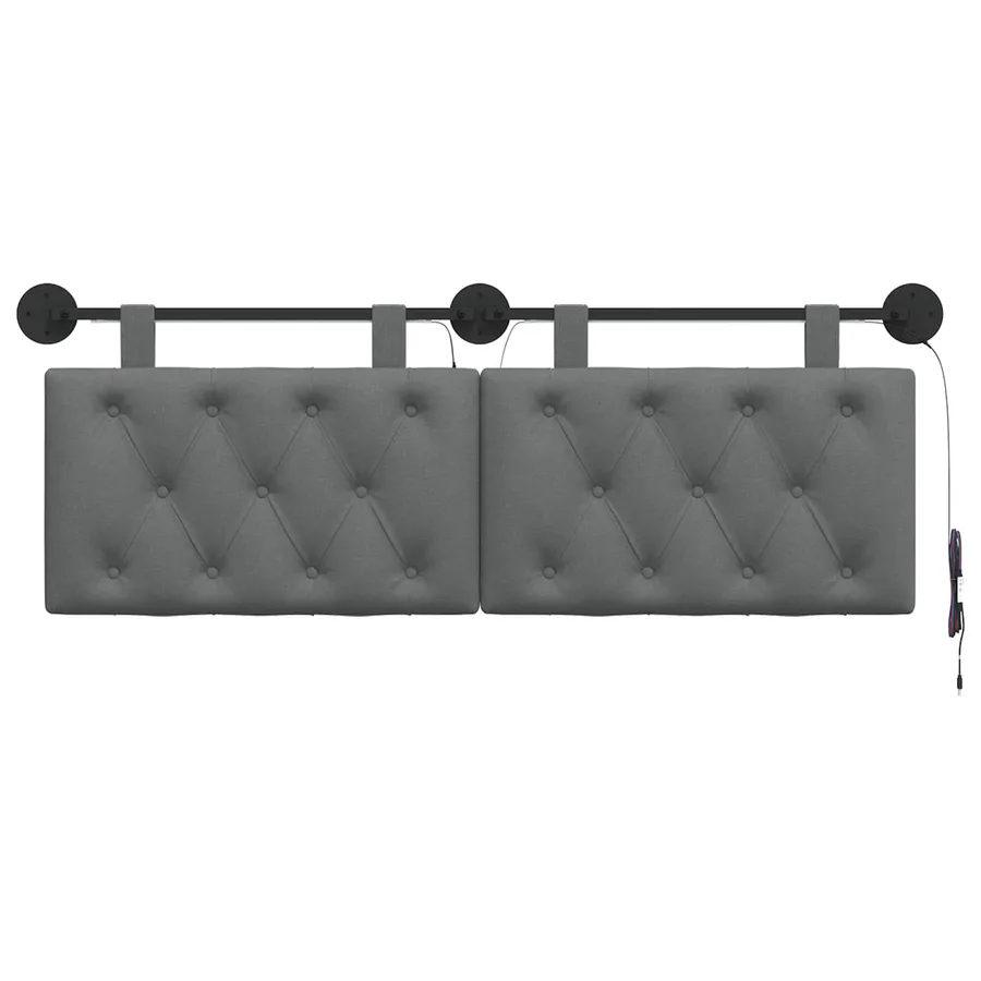 Tête de lit suspendue Avec lumière LED Gris foncé Tissu - 6