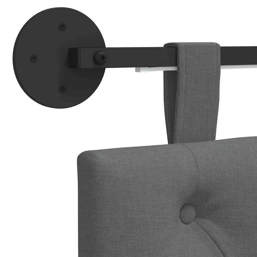 Tête de lit suspendue Avec lumière LED Gris foncé Tissu - 8