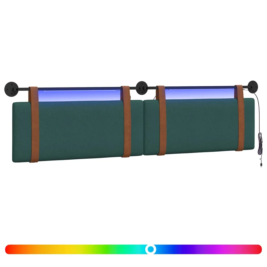 Tête de lit suspendue Avec lumière LED Vert foncé PU antique - 2