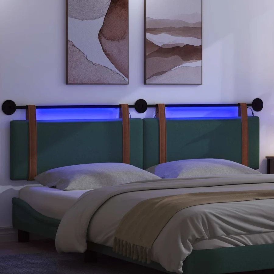 Tête de lit suspendue Avec lumière LED Vert foncé PU antique - 5