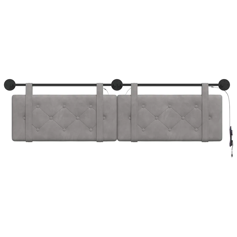 Tête de lit suspendue Avec lumière LED Gris clair Velours - 6