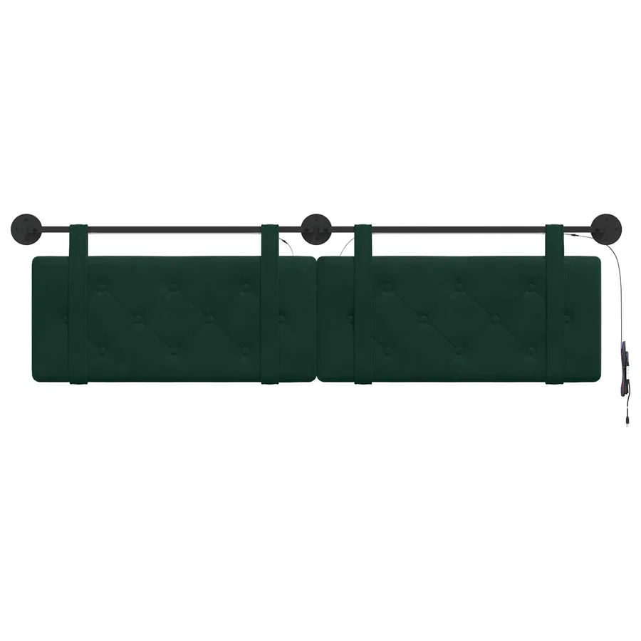 Tête de lit suspendue Avec lumière LED Vert foncé Velours - 6