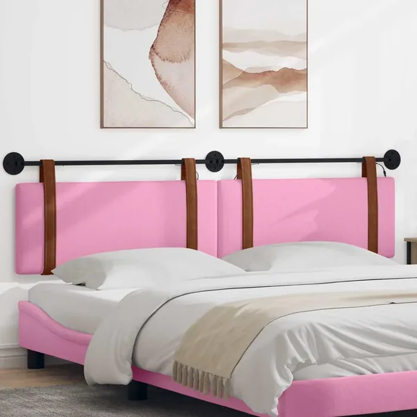 Tête de lit suspendue Avec lumière LED Rose PU antique