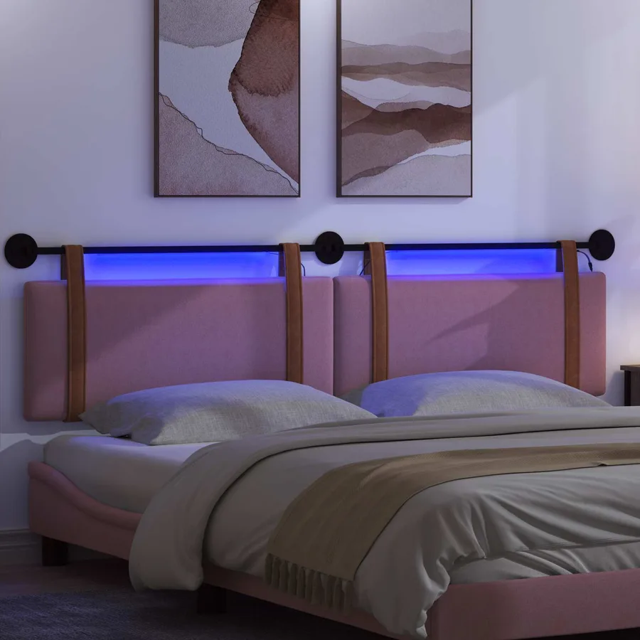 Tête de lit suspendue Avec lumière LED Rose PU antique - 5
