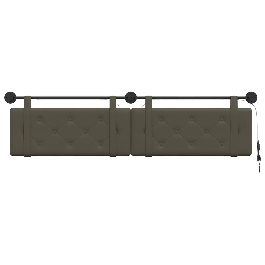 Tête de lit suspendue Avec lumière LED Gris Simili cuir - 6