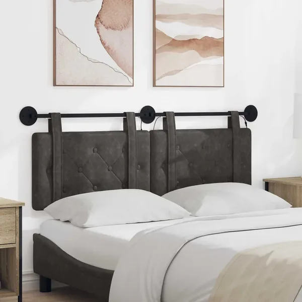 Tête de lit suspendue Avec lumière LED Noir PU antique