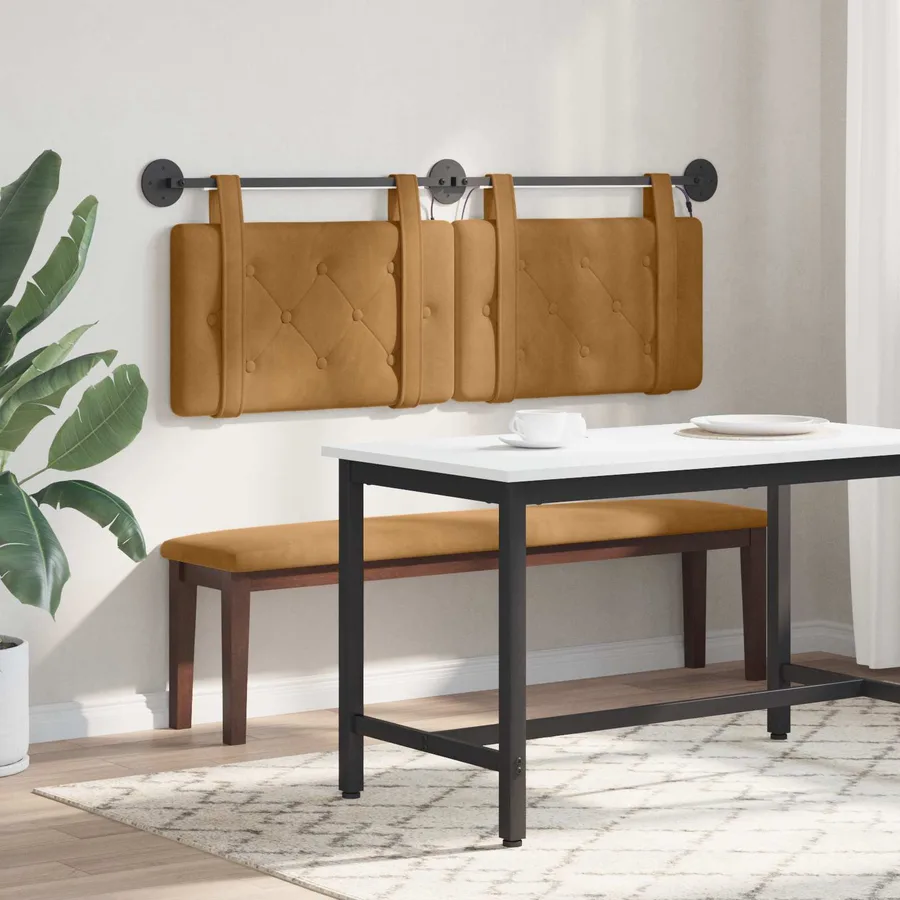 Tête de lit suspendue Avec lumière LED Marron Velours - 4