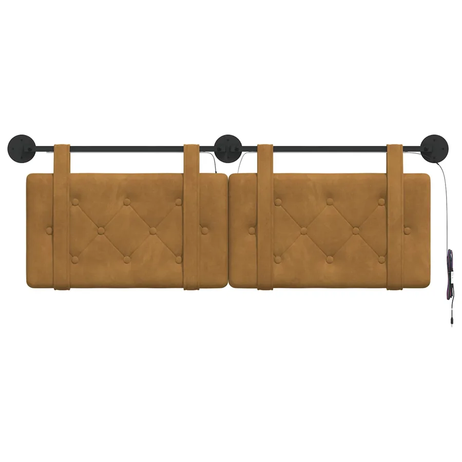Tête de lit suspendue Avec lumière LED Marron Velours - 6