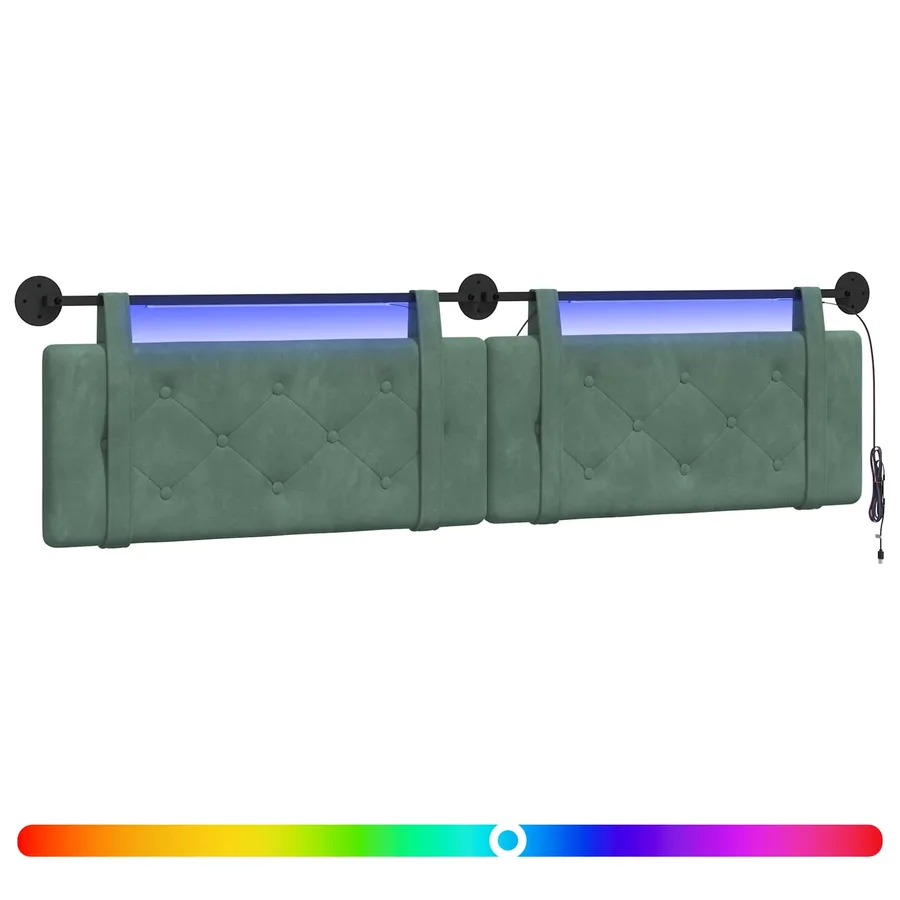 Tête de lit suspendue Avec lumière LED Vert Mer Velours - 2