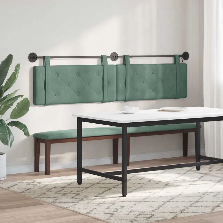 Tête de lit suspendue Avec lumière LED Vert Mer Velours - 4