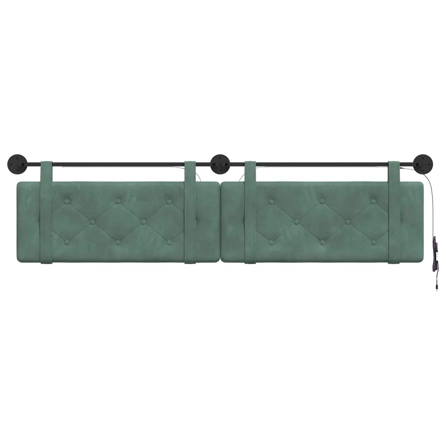 Tête de lit suspendue Avec lumière LED Vert Mer Velours - 6