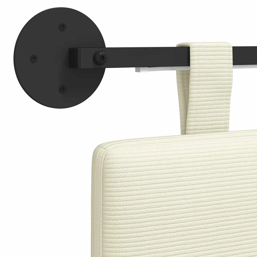 Tête de lit suspendue Crème Tissu en velours côtelé - 8