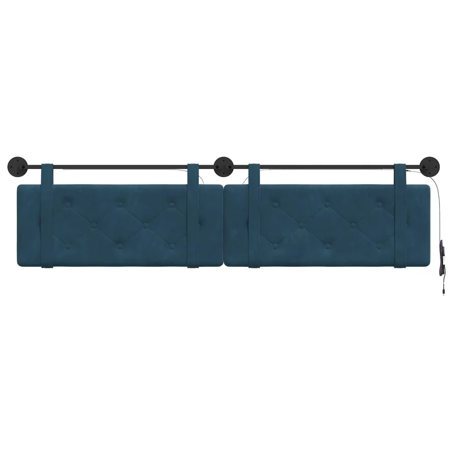 Tête de lit suspendue Avec lumière LED Bleu Velours - 6