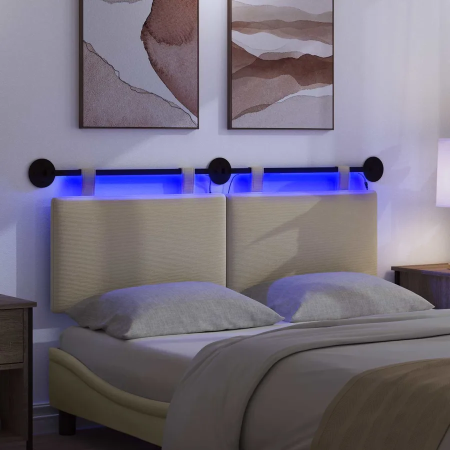 Tête de lit suspendue Gris Vert Clair Tissu en velours côtelé - 5