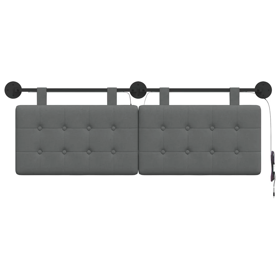 Tête de lit suspendue Avec lumière LED Gris foncé Tissu - 6