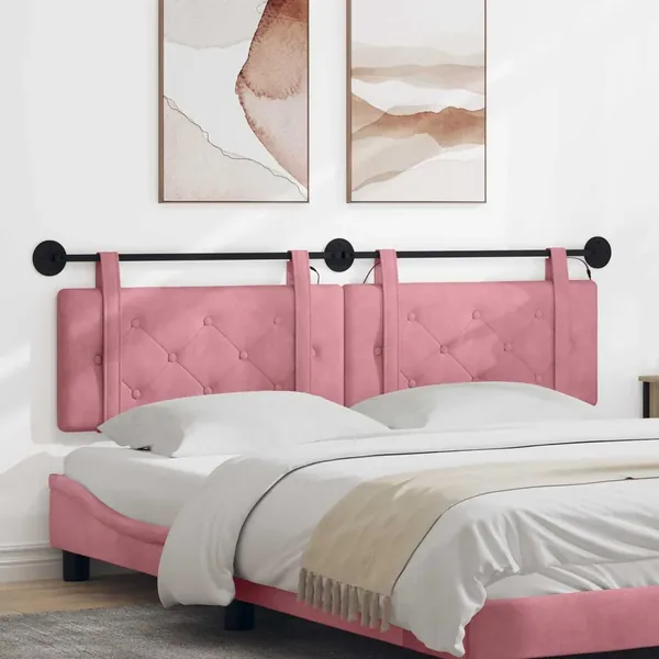 Tête de lit suspendue Avec lumière LED Rose Velours