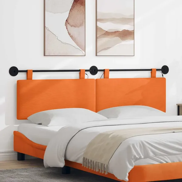 Tête de lit suspendue Orange Tissu en velours côtelé