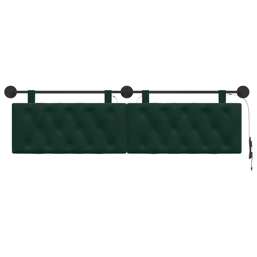Tête de lit suspendue Avec lumière LED Vert foncé Velours - 6
