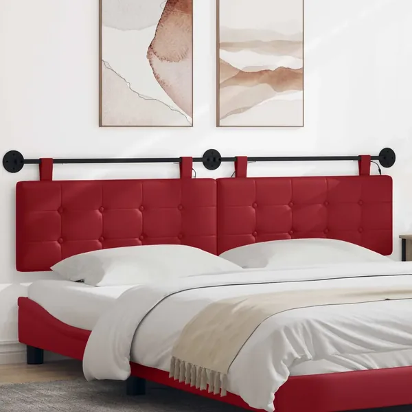 Tête de lit suspendue Avec lumière LED Bordeaux Simili cuir