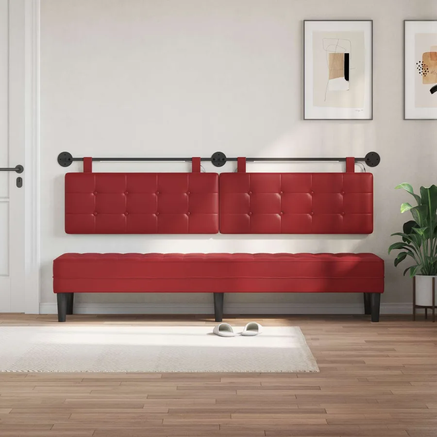 Tête de lit suspendue Avec lumière LED Bordeaux Simili cuir - 3