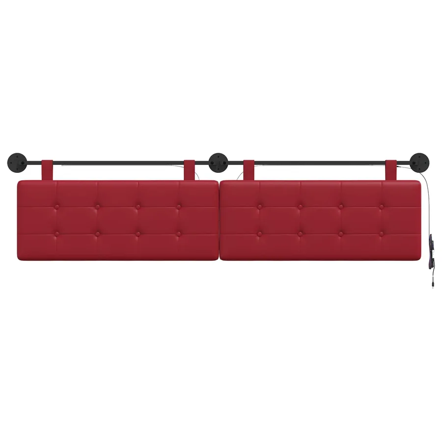 Tête de lit suspendue Avec lumière LED Bordeaux Simili cuir - 6