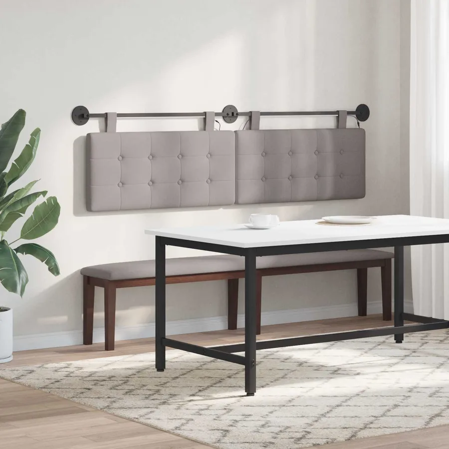 Tête de lit suspendue Avec lumière LED Taupe Tissu - 4