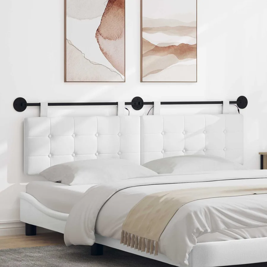 Tête de lit suspendue Avec lumière LED Blanc Tissu