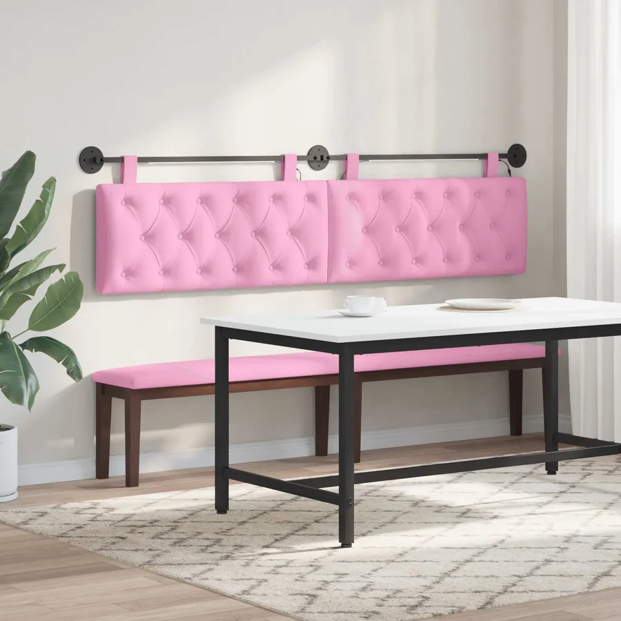 Tête de lit suspendue Avec lumière LED Rose Tissu - 4