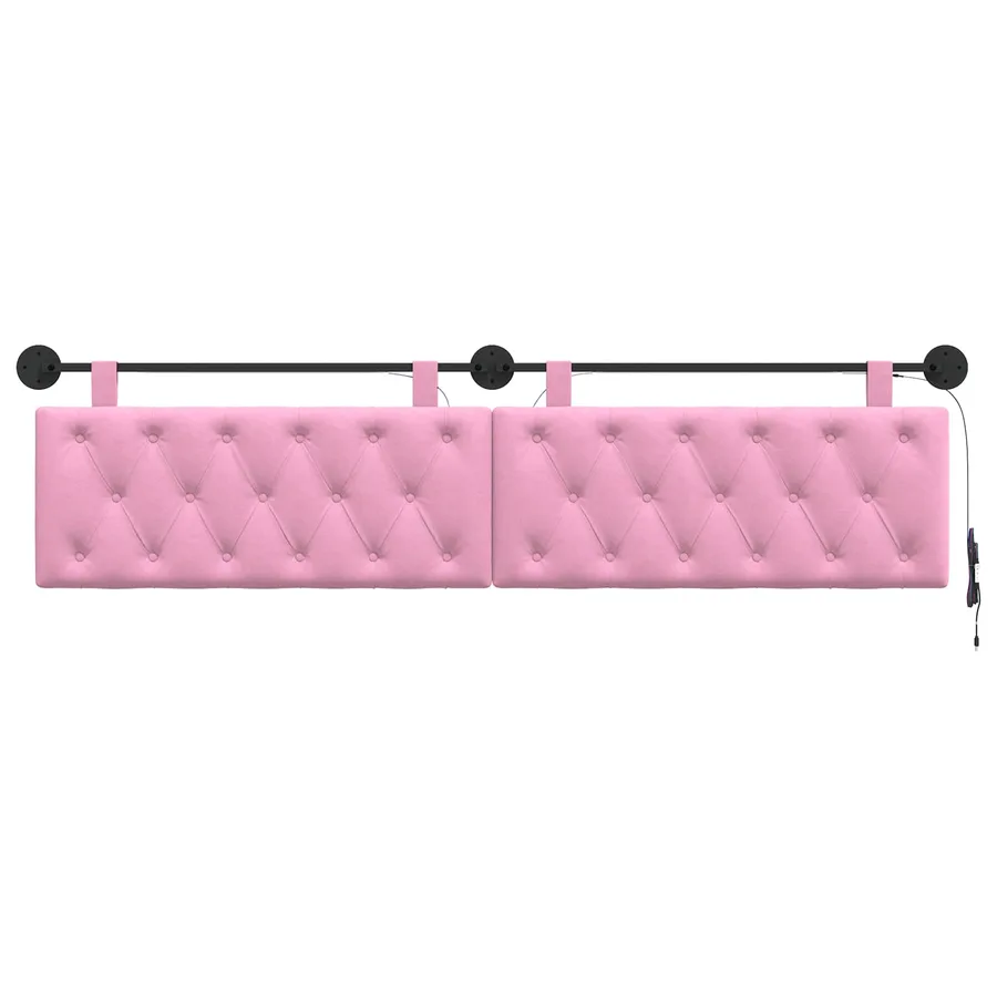 Tête de lit suspendue Avec lumière LED Rose Tissu - 6