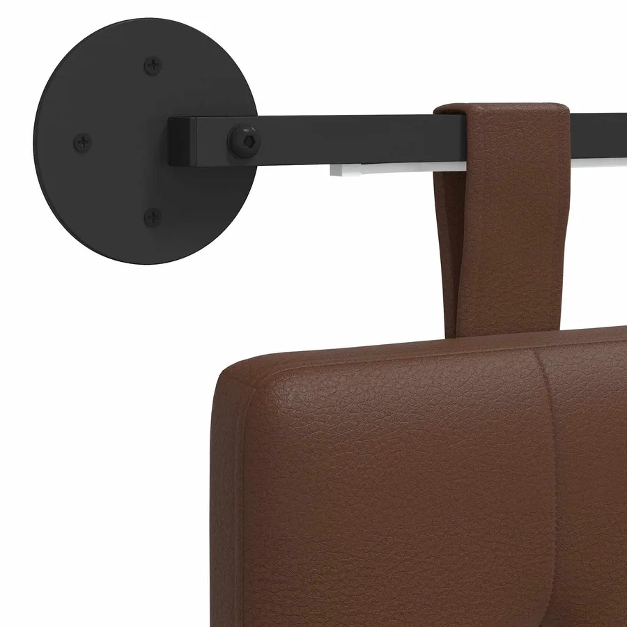 Tête de lit suspendue Avec lumière LED Marron Simili cuir - 10