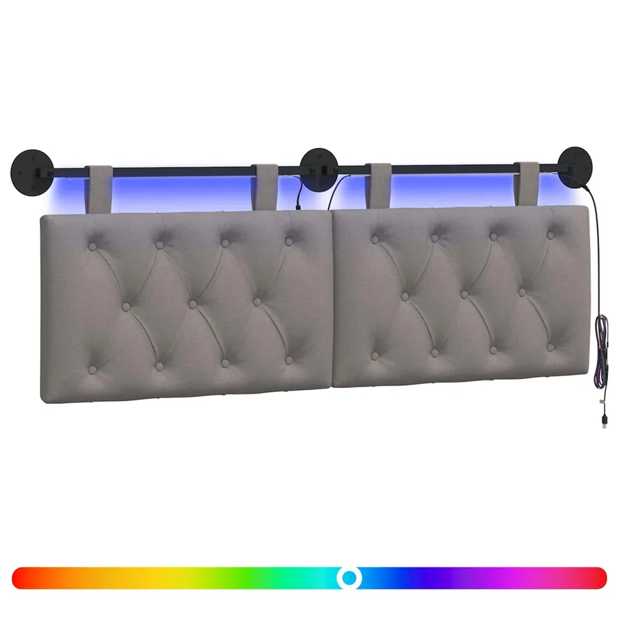 Tête de lit suspendue Avec lumière LED Taupe Tissu - 2
