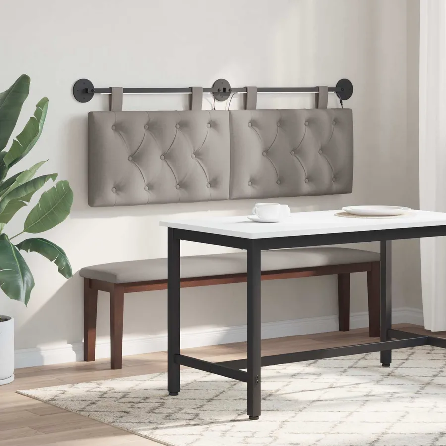 Tête de lit suspendue Avec lumière LED Taupe Tissu - 4